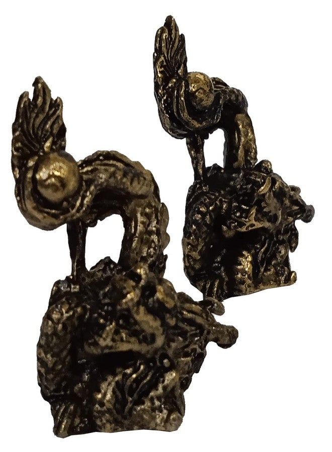 Purpledip Metal Miniature Statue Dragon Pair: Collectible Set of 2 Figurines (11235B) - Image 3